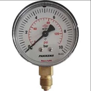 Pakkens 0-10 Bar 100 mm Alttan Bağlantılı Gliserinli Manometre G 1/2 inç