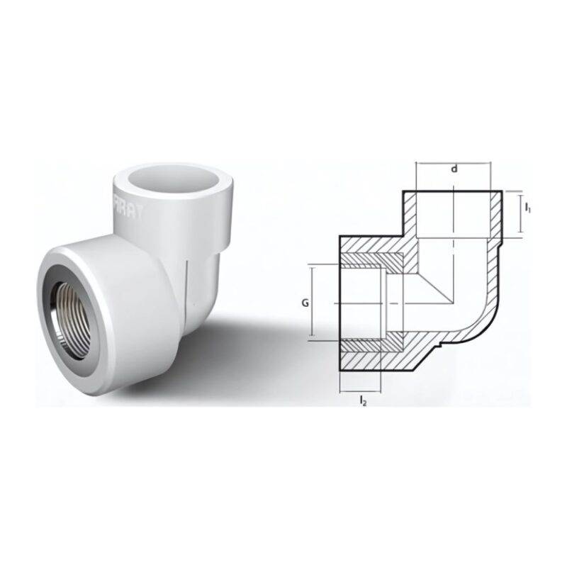 25 mm 25x3/4 Pprc İç Dişli Dirsek - Görsel 2