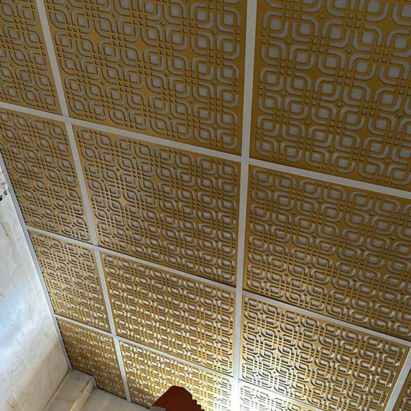Asma Tavan Dekoratif Pvc Panel Moderna Altın 60x60 20 Adet - Görsel 2